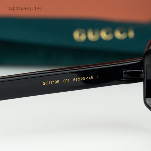 BRAND NEW Gucci GG1719S 001 Black Grey Women Square Sunglasses GG 1719S main image 7